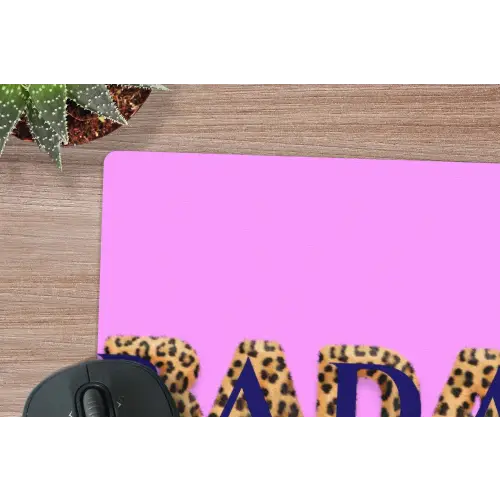 Felroze - Badass - Panterprint - Schaduw muismat rubber klein -closeup