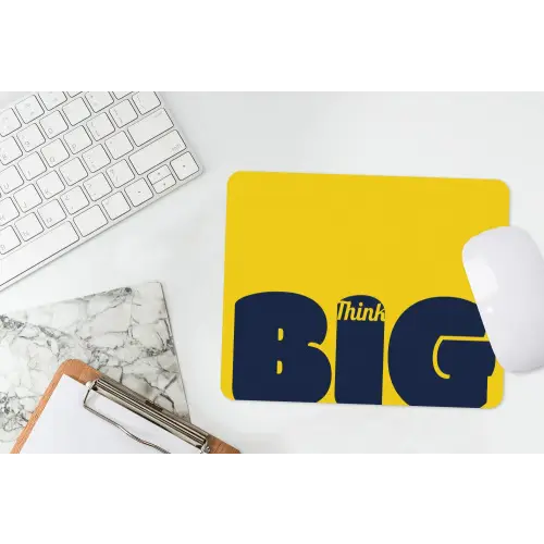 Geel - Think big - Grafisch muismat rubber klein -witbureau