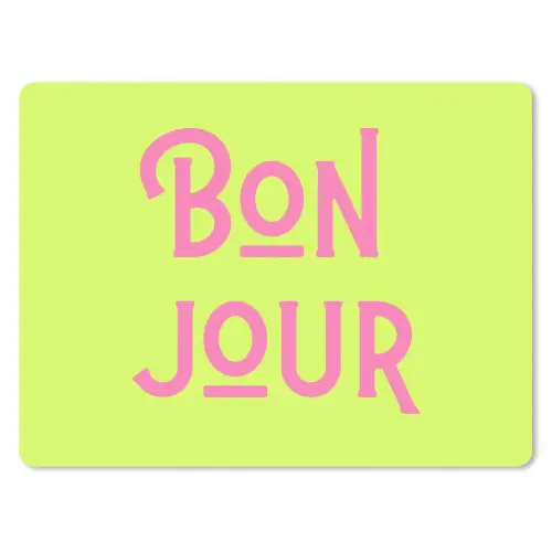 Groen - Roze bonjour - art-deco muismat rubber klein -3d