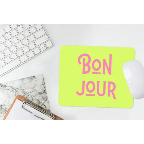 Groen - Roze bonjour - art-deco muismat rubber klein -witbureau