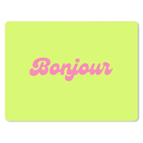 Groen - Roze bonjour - Retro muismat rubber klein -3d