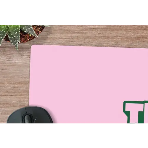 Groen - Teskt - This is art - Roze muismat rubber klein -closeup