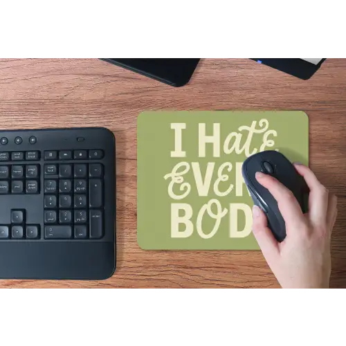 I hate everybody - Groen - Retro muismat rubber klein -toetsenbord