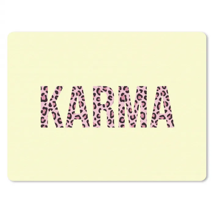 Karma - Luipaardprint - Geel muismat rubber klein -3d