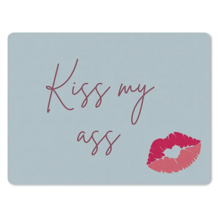 Kiss my ass - Lip - Blauw muismat rubber klein -3d