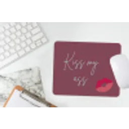 Kiss my ass - Lip - Bordeaux muismat rubber klein -witbureau