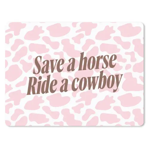 Koeienprint - Roze - Cowboy - Horse muismat rubber klein -3d