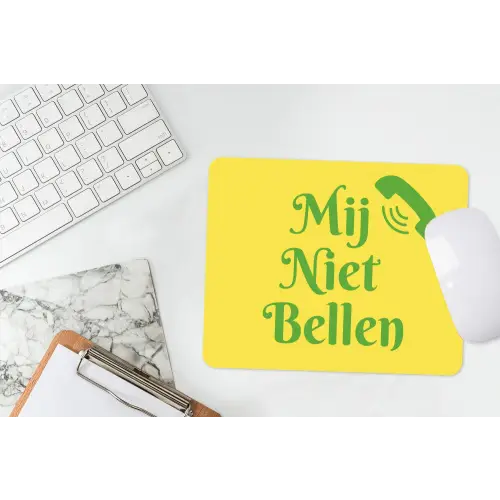 Mij niet bellen - Telefoon - Geel muismat rubber klein -witbureau