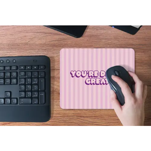 Paars - Strepen - You're doing great - Schaduw muismat rubber klein -toetsenbord