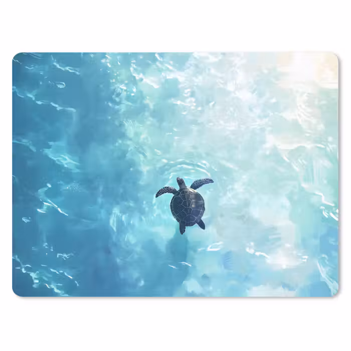 Muismat - Schildpad - Zee - Blauw - Schittering