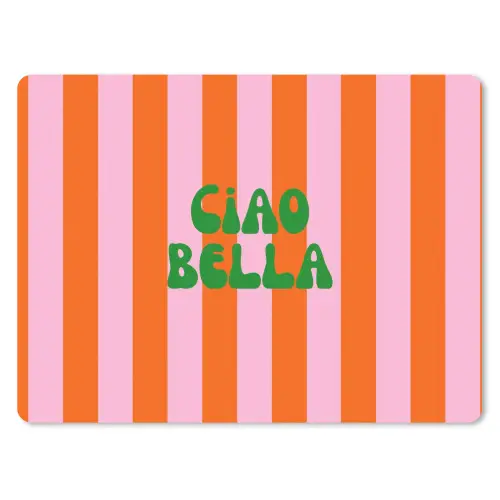 Strepen - Oranje - Verticaal - Ciao bella muismat rubber klein -3d