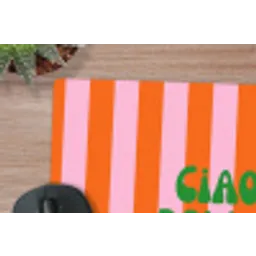 Strepen - Oranje - Verticaal - Ciao bella muismat rubber klein -closeup