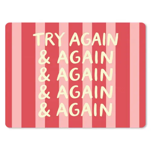 Strepen - Rood - Try again muismat rubber klein -3d