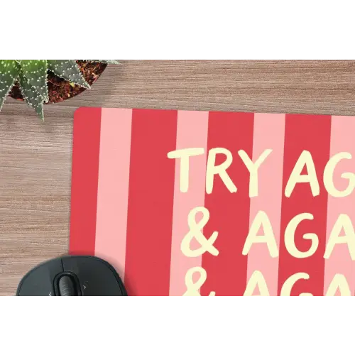Strepen - Rood - Try again muismat rubber klein -closeup