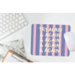 Try again - Strepen - Roze - Verticaal - Blauw muismat rubber klein -witbureau