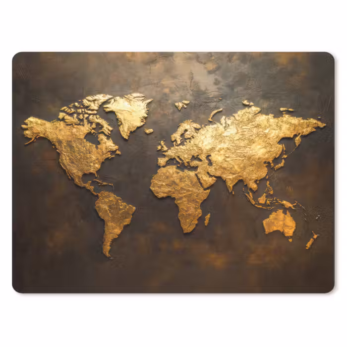 Muismat - Wereldkaart - Goud - Roest