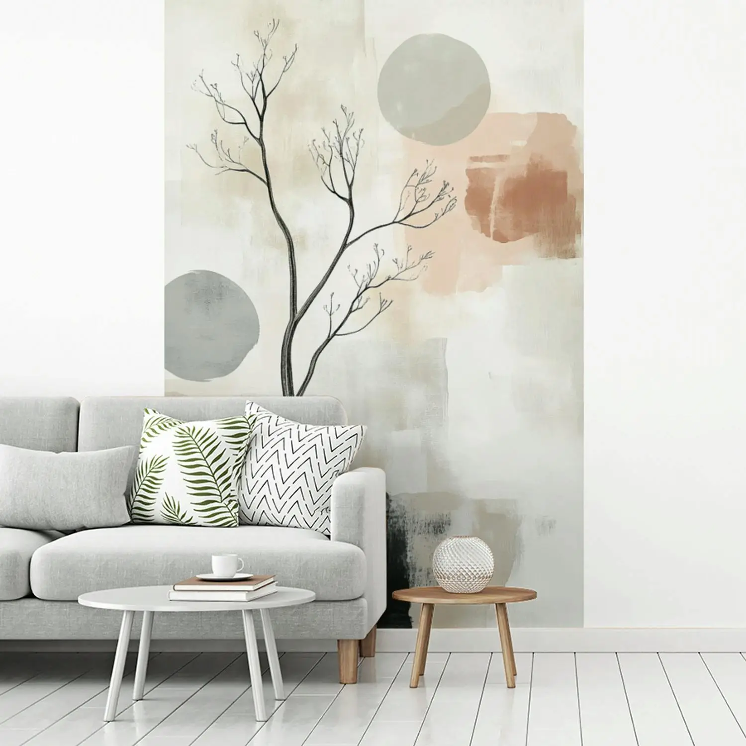 Behang - Wabi sabi - Beige - Plant