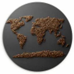 Wereldkaart - Koffie - Grijs Wandcirkel kunststof plaat 5mm dik klein -3d