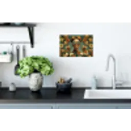Bloemenkrans - Vrouwengezicht - Zonnebril - Oranje Muursticker klein -keuken