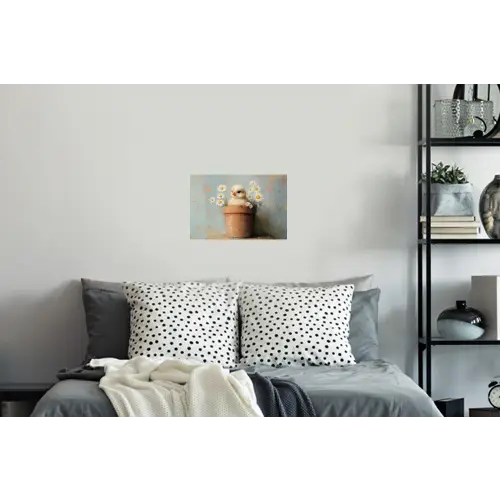 Bloempot - Kuiken - Bloemetjes Muursticker klein -slaapkamer