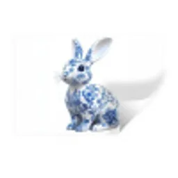 Delftsblauw - Haasje - Wit Muursticker klein -3d