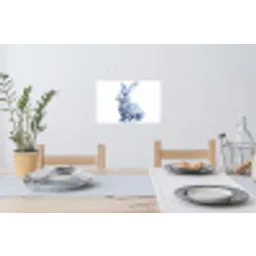 Delftsblauw - Haasje - Wit Muursticker klein -eettafel