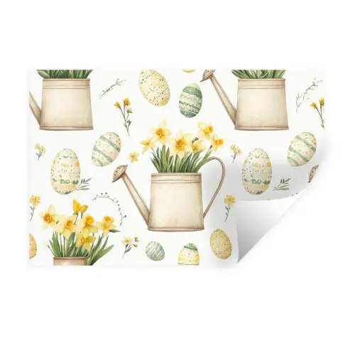 Gieter - Bloemen - Eieren Muursticker klein -3d