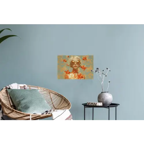 Goudvissen - Oranje - Vrouw - Blond Muursticker klein -plant