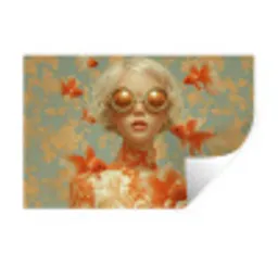 Goudvissen - Oranje - Vrouw - Blond Muursticker klein -3d