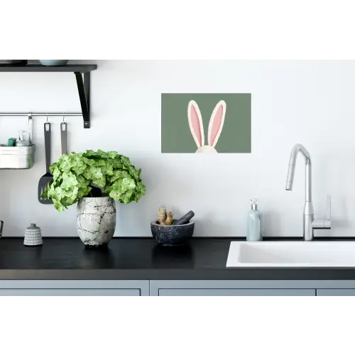 Hazen - Oren - Roze Muursticker klein -keuken