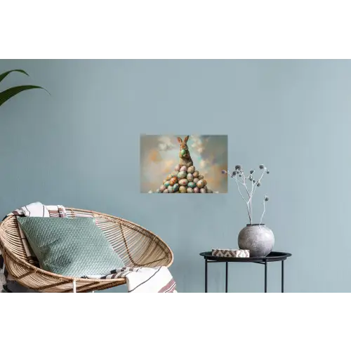Konijn - Eieren - Kleurrijk Muursticker klein -plant