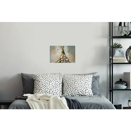 Konijn - Eieren - Kleurrijk Muursticker klein -slaapkamer