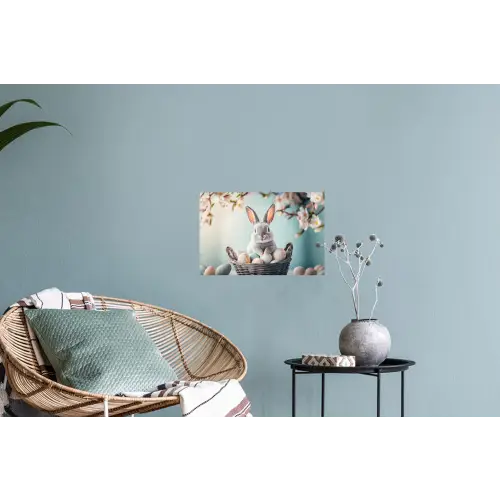 Konijn - Eieren - Mand Muursticker klein -plant