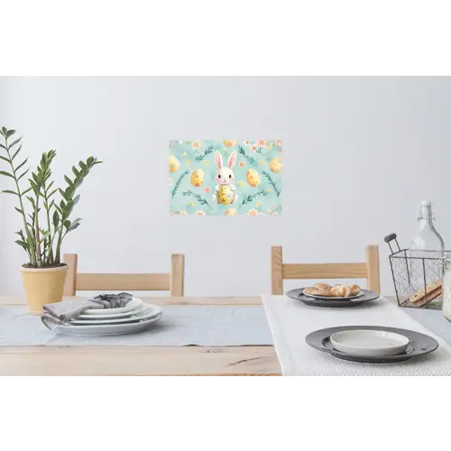 Konijn - Eieren - Takjes Muursticker klein -eettafel
