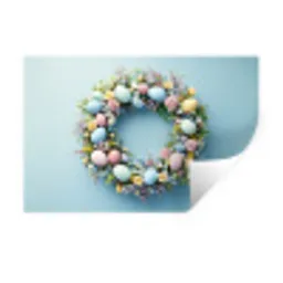 Krans - Eieren - Bloemen Muursticker klein -3d