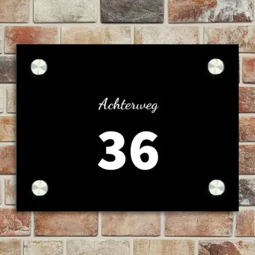 Effen - Zwart - Klassiek Naambord Rechthoek middel -sfeer3