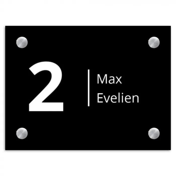 Effen - Zwart wit - Modern Naambord Rechthoek middel -3d
