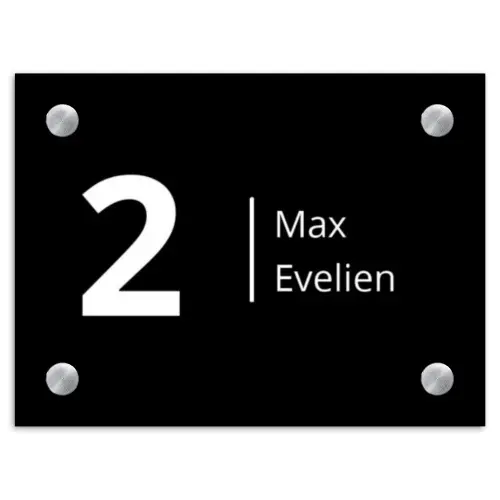 Effen - Zwart wit - Modern Naambord Rechthoek middel -3d