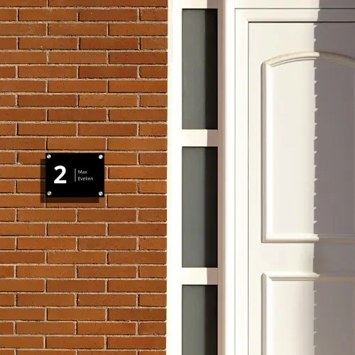 Effen - Zwart wit - Modern Naambord Rechthoek middel -sfeer3-rechthoek-S