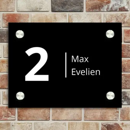 Effen - Zwart wit - Modern Naambord Rechthoek middel -sfeer3