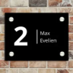 Effen - Zwart wit - Modern Naambord Rechthoek middel -sfeer3