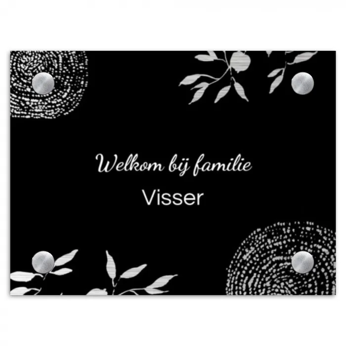 Illustraties - Zwart - Sierlijk Naambord Rechthoek middel -3d