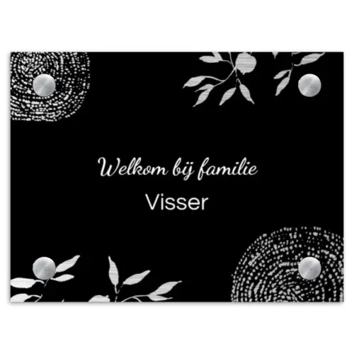 Illustraties - Zwart - Sierlijk Naambord Rechthoek middel -3d