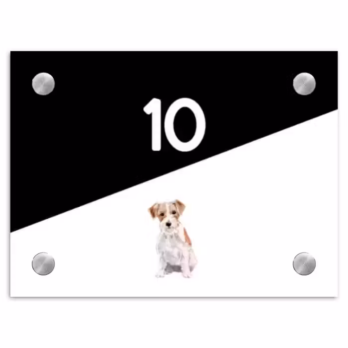 Naambordje voordeur rechthoek - Zwart wit - Huisdier - Jack Russel