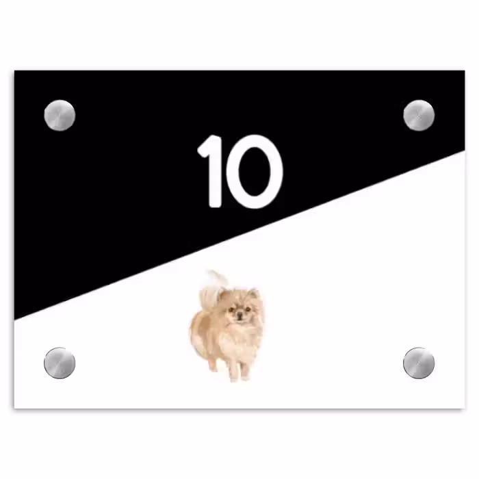Naambordje voordeur rechthoek - Zwart wit - Huisdier - Pomeranian