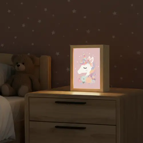 Eenhoorn - Roze - Bloemen Light Box met kabel klein -sfeer1_kind