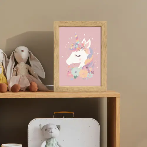 Eenhoorn - Roze - Bloemen Light Box met kabel klein -sfeer2_kind