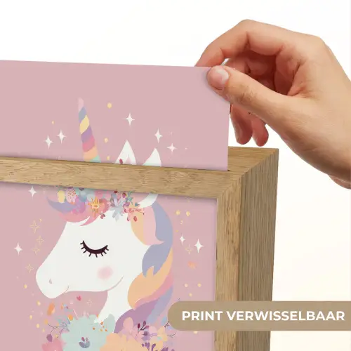 Eenhoorn - Roze - Bloemen Light Box met kabel (Kinderlampje) klein -USP_websiteprintNL