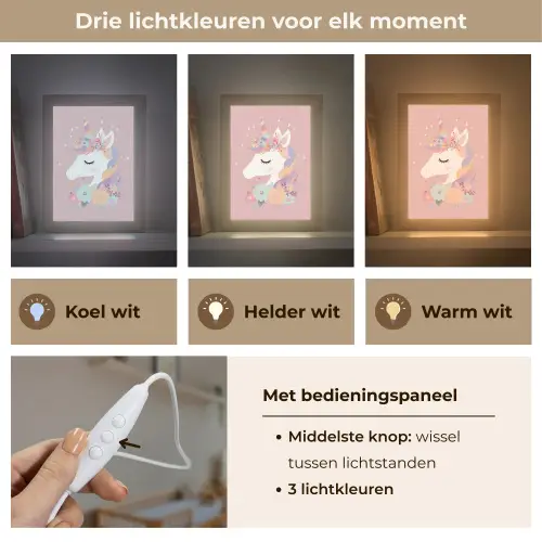 Eenhoorn - Roze - Bloemen Light Box met kabel klein -USP_lichtkleurNL