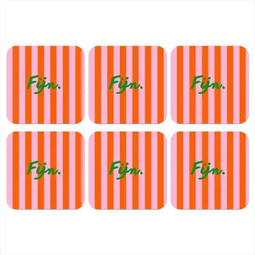 Patroon - Oranje - Fijn - Strepen onderzetter kurk middel -3d